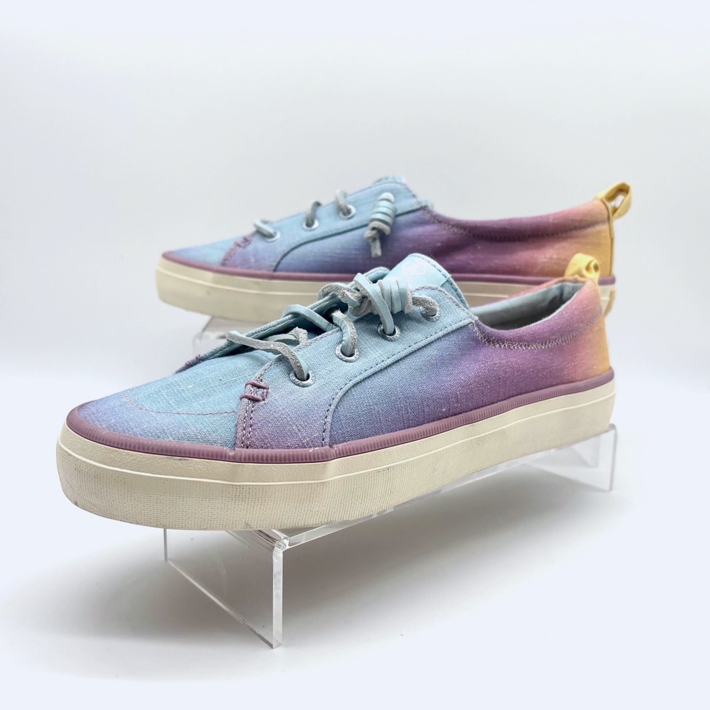 Sperry Crest Vibe Ombre Women 7M Blue Purple Gold Shimmer Sneakers STS88482